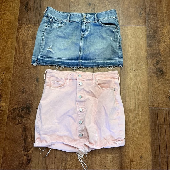 🏷️ 2 old navy Women skirts Sz 10 jeans blue jeans pink - Picture 1 of 7